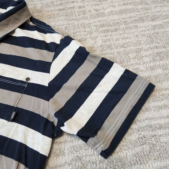 Van's Classic Fit loose short sleeve stripe polo top size M men - Picture 5 of 8